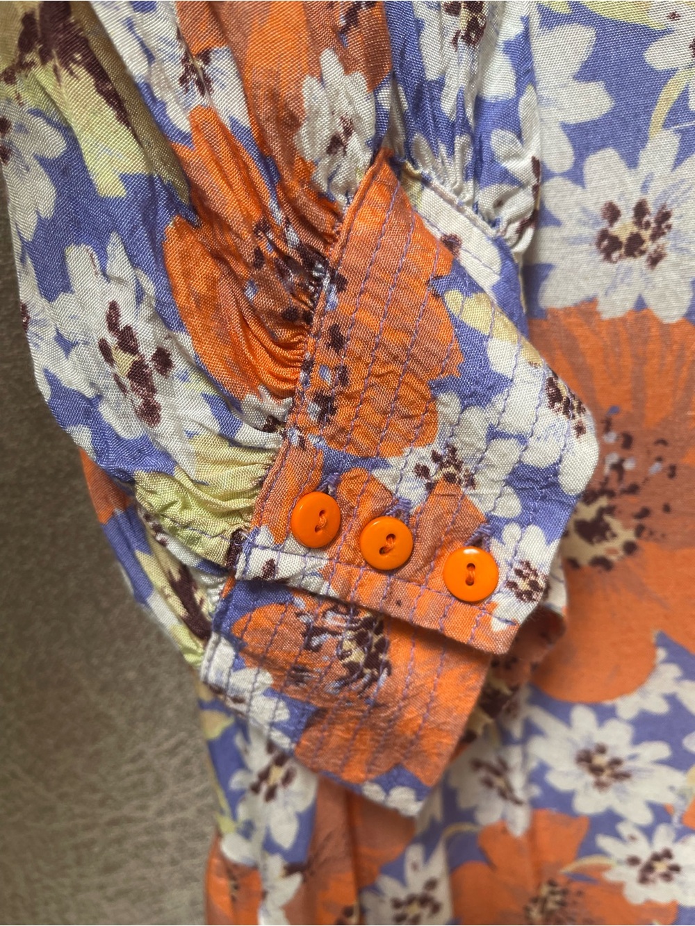 Free People Sugar Crush Floral V-Neck Short Sleeve Tunic Dress in Orange - Picture 9 of 13